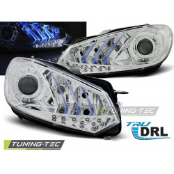 ФАРОВЕ TRUE DRL ХРОМ BLUE LIGHT за VW GOLF 6 10.08- 12