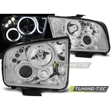 Осветление ФАРОВЕ FORD MUSTANG 04-09 АНГЕЛСКИ ОЧИ ХРОМ | race-shop.bg