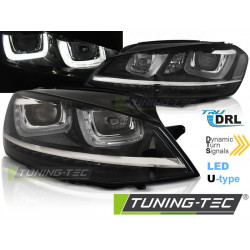 ФАРОВЕ U-LED LIGHT DRL ЧЕРЕН за VW GOLF 7 11.12-17