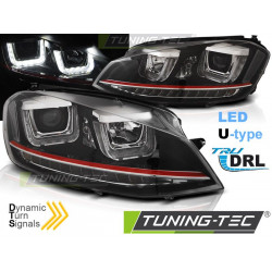 ФАРОВЕ U-LED LIGHT DRL ЧЕРЕН RDD LINE SEQ за VW GOLF 7 11.12-17