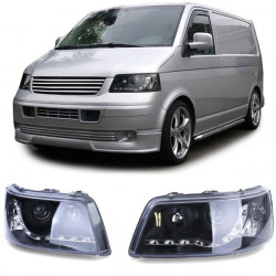 LED фарове черни за VW Transporter Bus T5 03-09