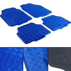 Car rubber floor mats universal aluminum checker plate optics 4-брой хром blue