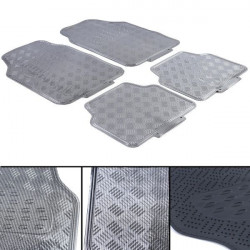 Car rubber floor mats universal aluminum checker plate optics 4-брой хром carbon