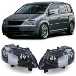 RACES фарове за VW Touran 03-06 + Caddy 04-10 (с моторче, H7/H1), черен