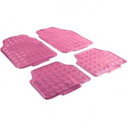 Car rubber floor mats universal aluminum checker plate optics 4-брой хром pink
