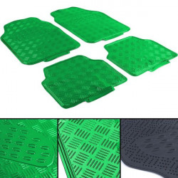 Car rubber floor mats universal aluminum checker plate optics 4-брой хром green